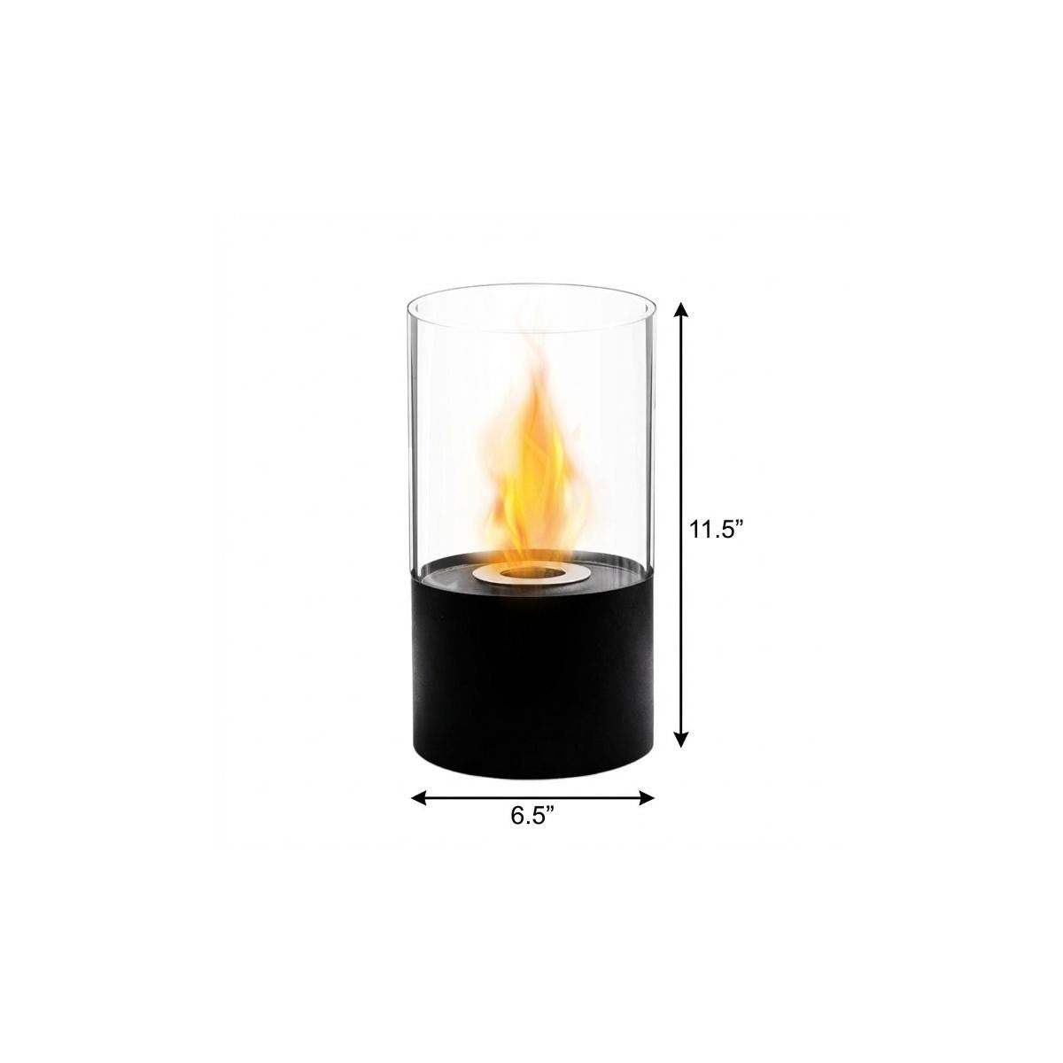 12" Black And Clear Metal And Glass BioEthanol Portable Tabletop Firepit - HomeRoots - Flyclothing LLC
