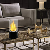 12" Black And Clear Metal And Glass BioEthanol Portable Tabletop Firepit - HomeRoots - Flyclothing LLC