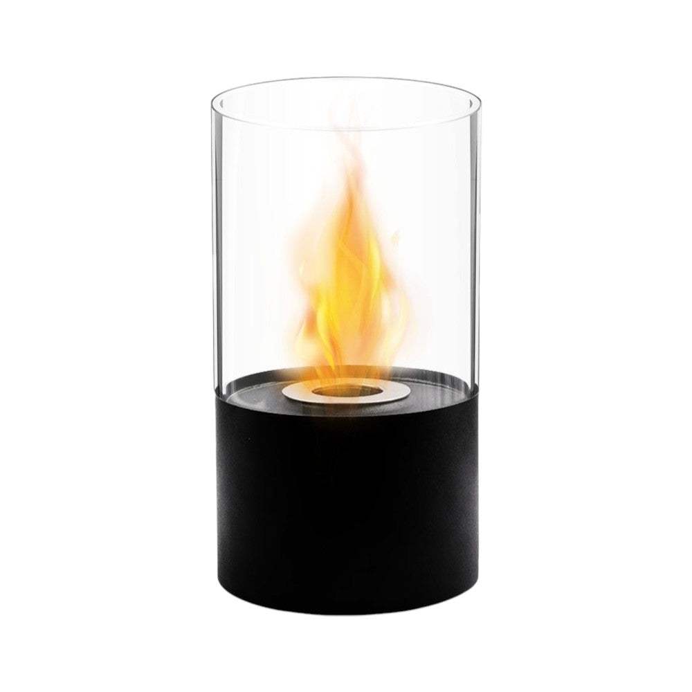 12" Black And Clear Metal And Glass BioEthanol Portable Tabletop Firepit - HomeRoots - Flyclothing LLC
