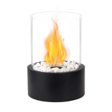 11" Black And Clear Metal And Glass BioEthanol Portable Tabletop Firepit - HomeRoots - Flyclothing LLC