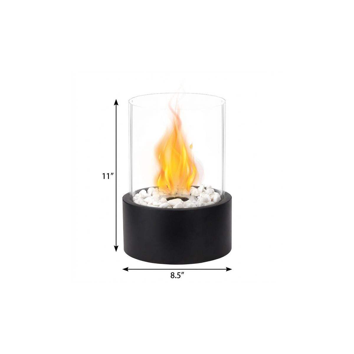 11" Black And Clear Metal And Glass BioEthanol Portable Tabletop Firepit - HomeRoots - Flyclothing LLC