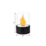 11" Black And Clear Metal And Glass BioEthanol Portable Tabletop Firepit - HomeRoots - Flyclothing LLC