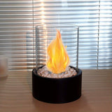 11" Black And Clear Metal And Glass BioEthanol Portable Tabletop Firepit - HomeRoots - Flyclothing LLC