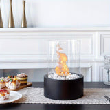 11" Black And Clear Metal And Glass BioEthanol Portable Tabletop Firepit - HomeRoots - Flyclothing LLC