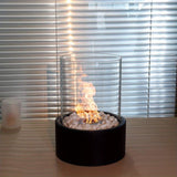 11" Black And Clear Metal And Glass BioEthanol Portable Tabletop Firepit - HomeRoots - Flyclothing LLC