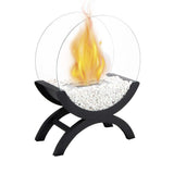 15" Black And Clear Metal And Glass BioEthanol Portable Tabletop Firepit - HomeRoots - Flyclothing LLC