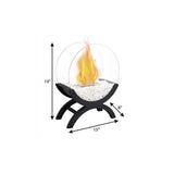 15" Black And Clear Metal And Glass BioEthanol Portable Tabletop Firepit - HomeRoots - Flyclothing LLC