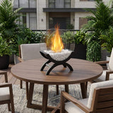 15" Black And Clear Metal And Glass BioEthanol Portable Tabletop Firepit - HomeRoots - Flyclothing LLC