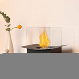 8" Black And Clear Metal And Glass BioEthanol Portable Tabletop Firepit - HomeRoots - Flyclothing LLC