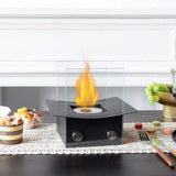 8" Black And Clear Metal And Glass BioEthanol Portable Tabletop Firepit - HomeRoots - Flyclothing LLC