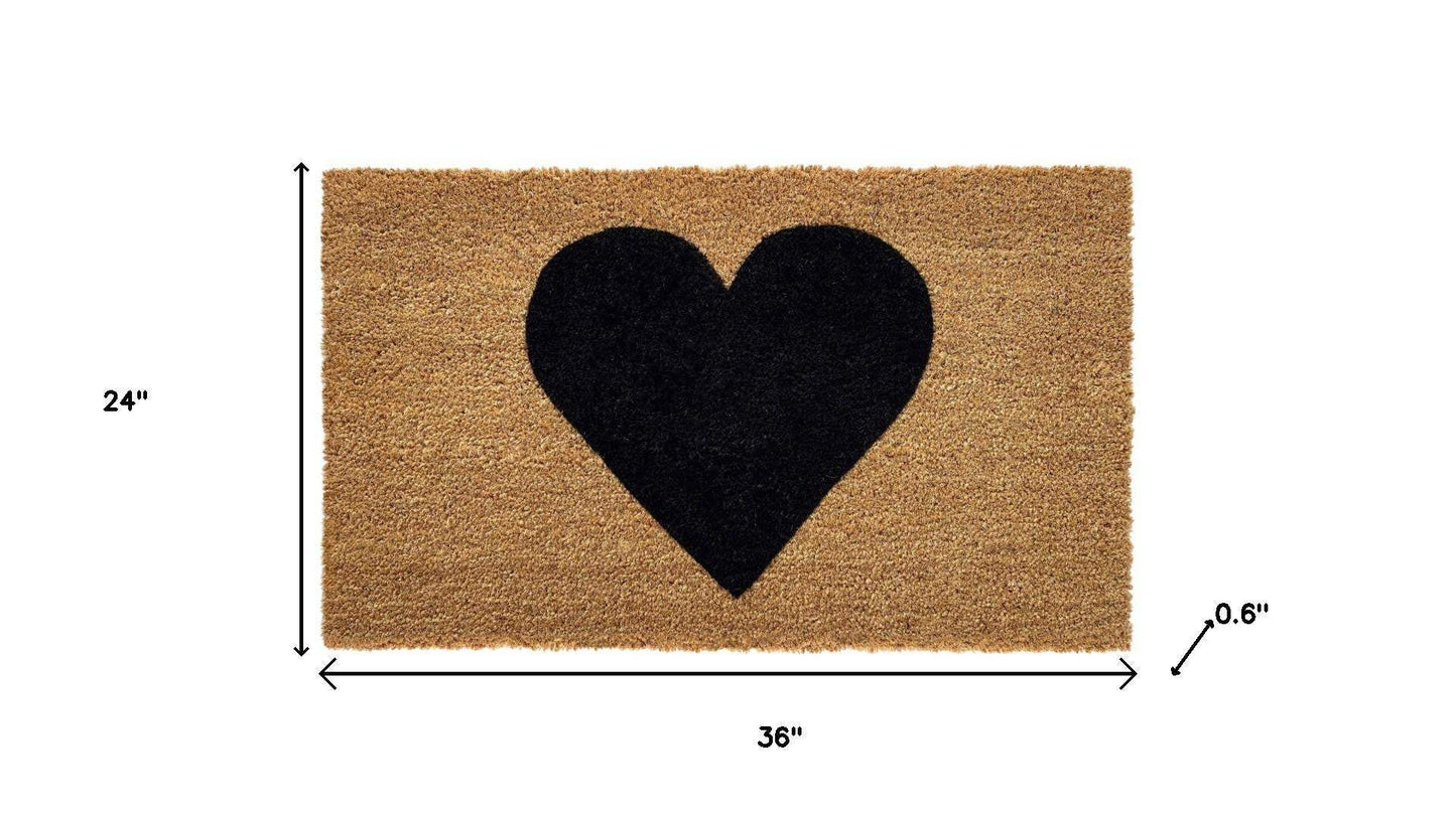 24" X 36" Brown And Black Heart Outdoor Coir Door Mat - Homeroots - Flyclothing LLC