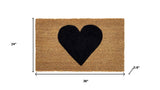 24" X 36" Brown And Black Heart Outdoor Coir Door Mat - Homeroots - Flyclothing LLC