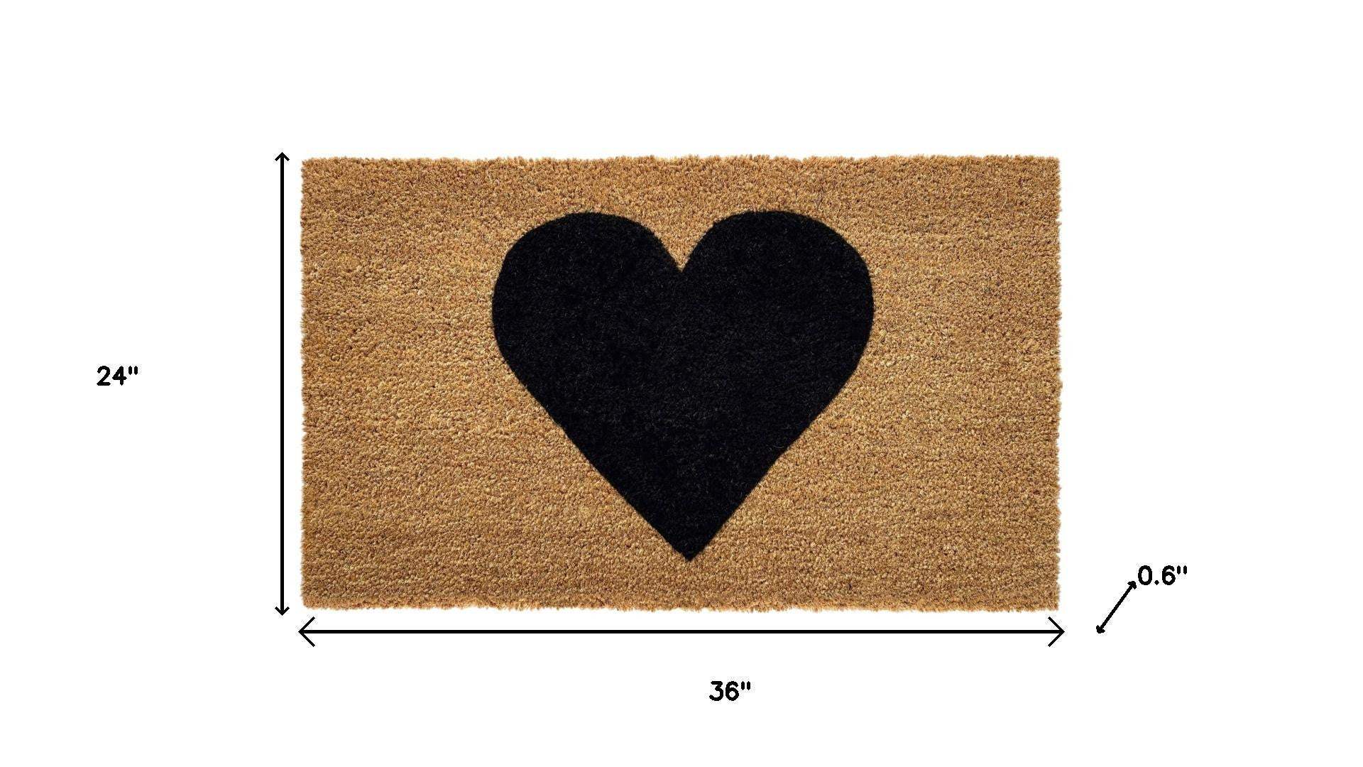 24" X 36" Brown And Black Heart Outdoor Coir Door Mat - Homeroots - Flyclothing LLC