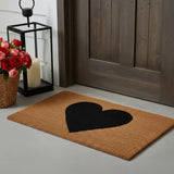 24" X 36" Brown And Black Heart Outdoor Coir Door Mat - Homeroots - Flyclothing LLC