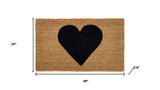 24" X 48" Brown And Black Heart Outdoor Coir Door Mat - Homeroots - Flyclothing LLC
