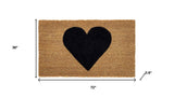 36" X 72" Brown And Black Heart Outdoor Coir Door Mat - Homeroots - Flyclothing LLC