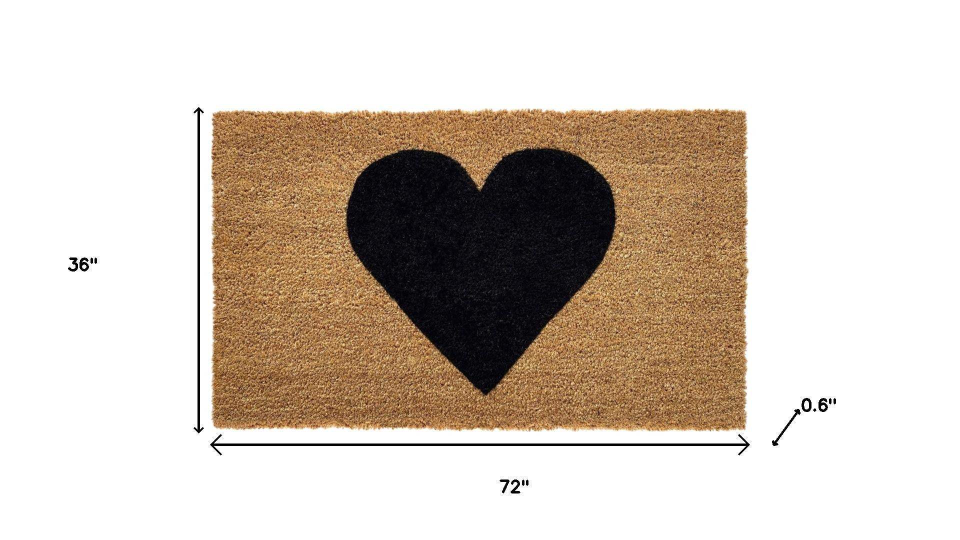 36" X 72" Brown And Black Heart Outdoor Coir Door Mat - Homeroots - Flyclothing LLC