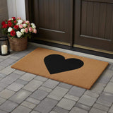 36" X 72" Brown And Black Heart Outdoor Coir Door Mat - Homeroots - Flyclothing LLC