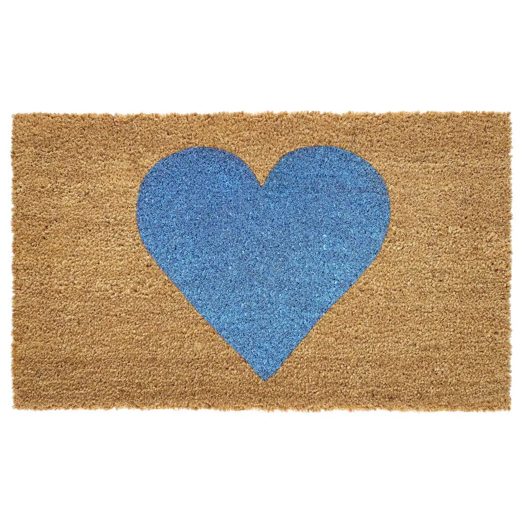 24" X 36" Brown And Blue Heart Outdoor Coir Door Mat - Homeroots - Flyclothing LLC
