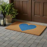 30" X 48" Brown And Blue Heart Outdoor Coir Door Mat - Homeroots - Flyclothing LLC