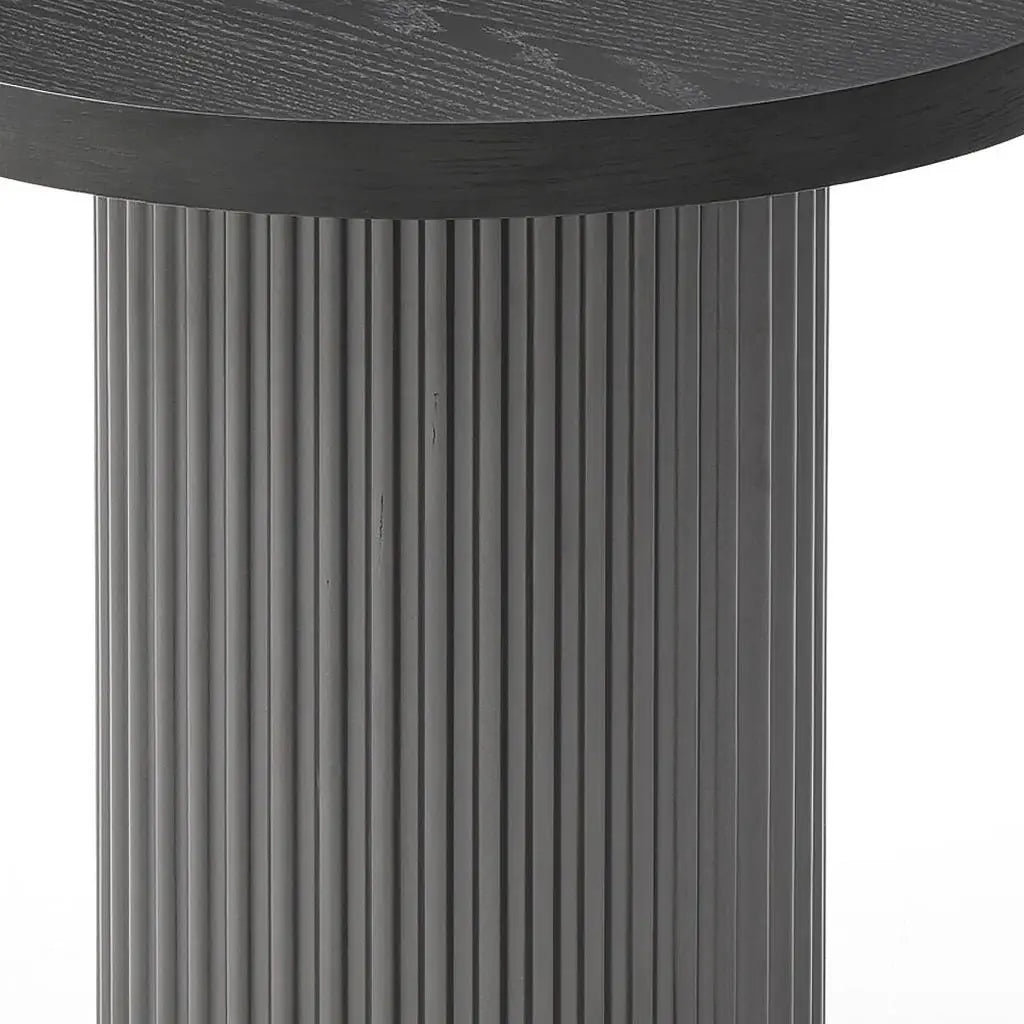 18" Dark Gray Wood Round Pedestal End Table - Homeroots - Flyclothing LLC