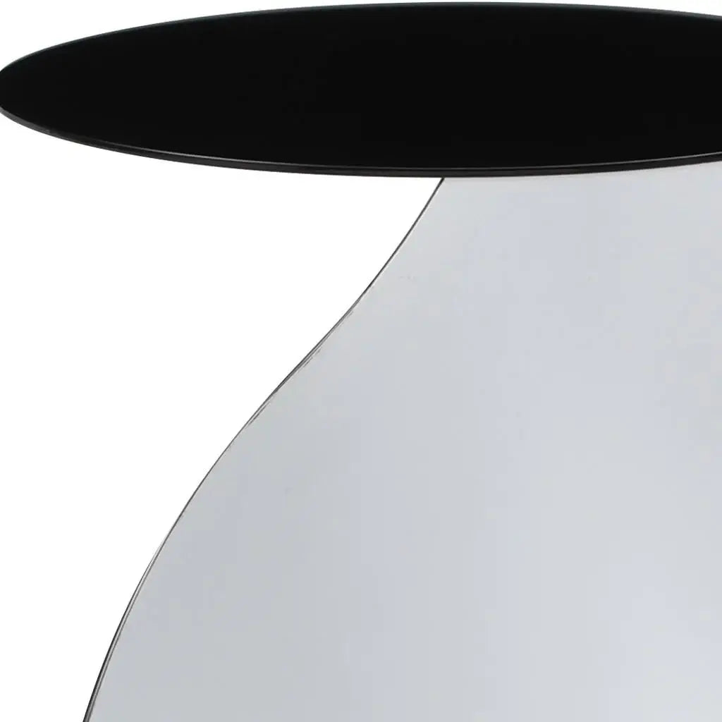 21" Black and White Steel Round Pedestal End Table - Homeroots - Flyclothing LLC