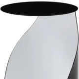21" Black and White Steel Round Pedestal End Table - Homeroots - Flyclothing LLC