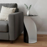 21" Black and White Steel Round Pedestal End Table - Homeroots - Flyclothing LLC