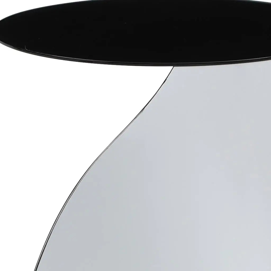 19" Black and White Steel Round Pedestal End Table - Homeroots - Flyclothing LLC