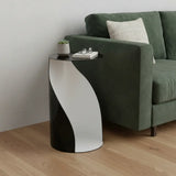 19" Black and White Steel Round Pedestal End Table - Homeroots - Flyclothing LLC
