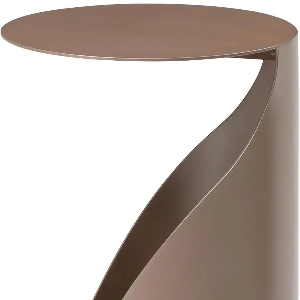 19" Gold Steel Round Pedestal End Table - Homeroots - Flyclothing LLC