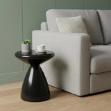 18" Black Steel Cinched High Waist Round Pedestal End Table - Homeroots - Flyclothing LLC