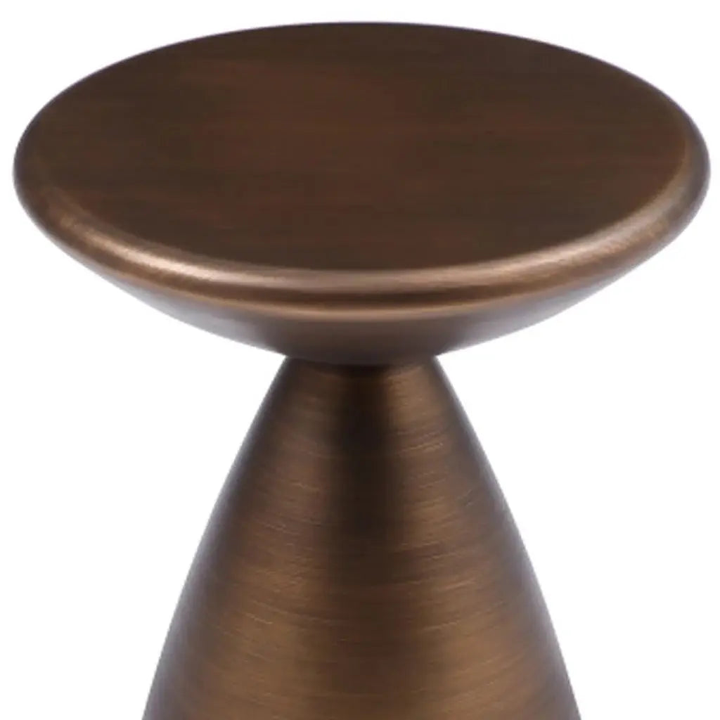 18" Bronze Steel Cinched High Waist Round Pedestal End Table - Homeroots - Flyclothing LLC