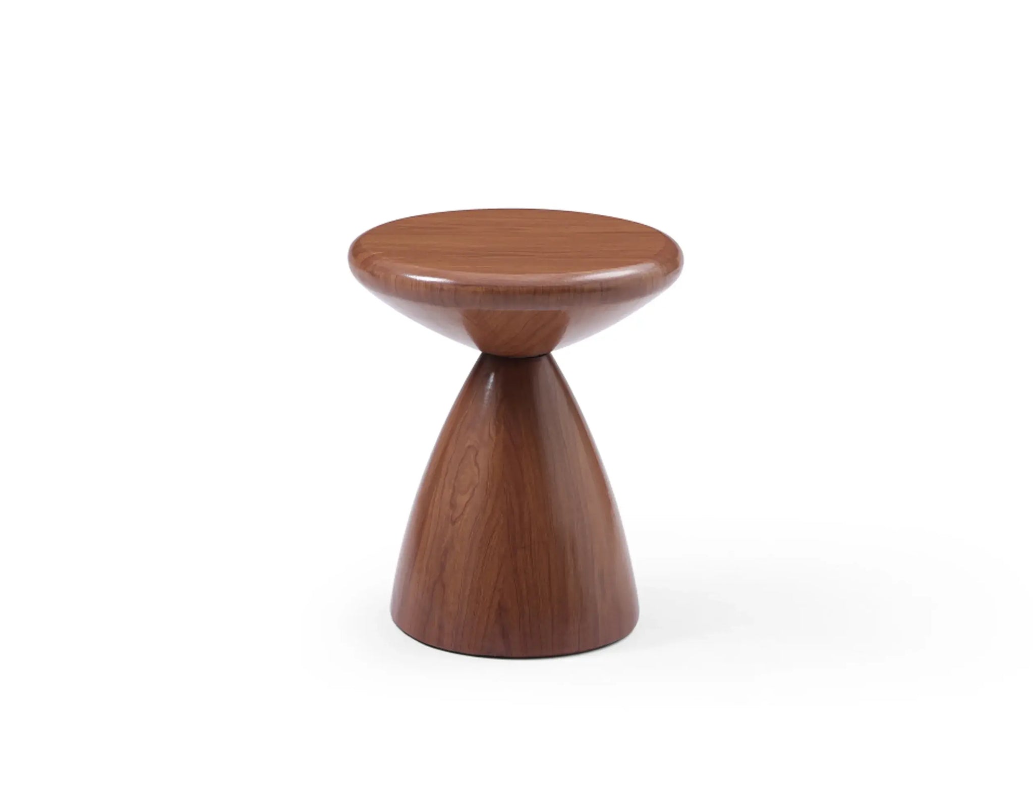 18" Walnut Steel Cinched High Waist Round Pedestal End Table - Homeroots - Flyclothing LLC