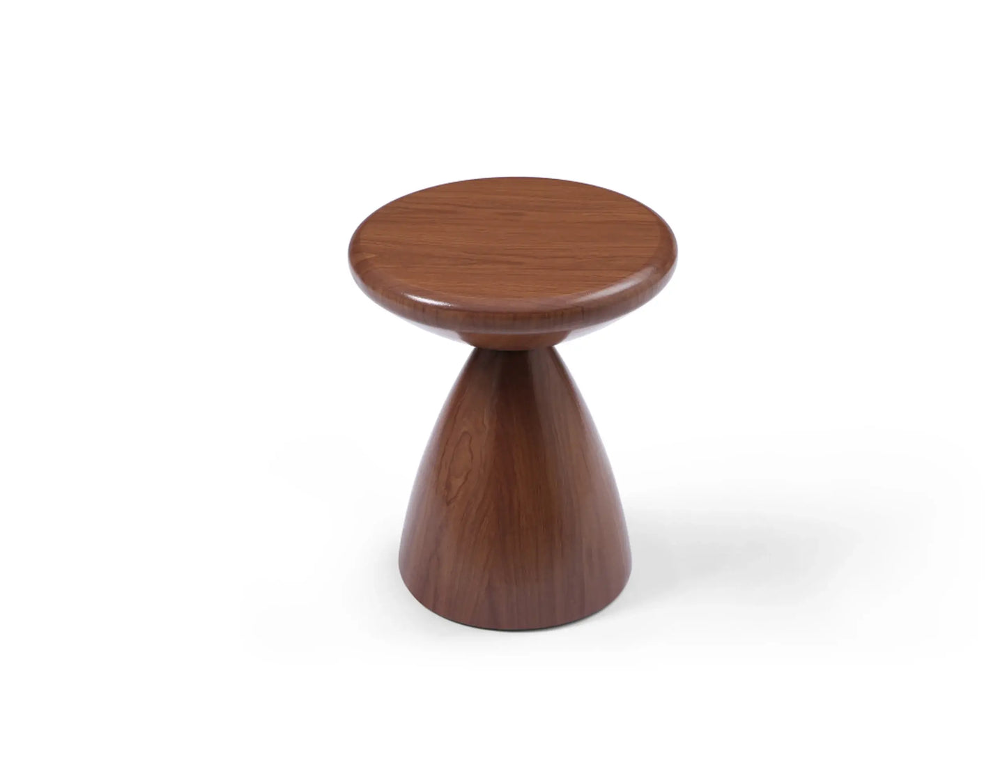 18" Walnut Steel Cinched High Waist Round Pedestal End Table - Homeroots - Flyclothing LLC