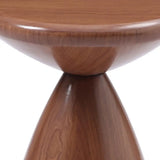 18" Walnut Steel Cinched High Waist Round Pedestal End Table - Homeroots - Flyclothing LLC
