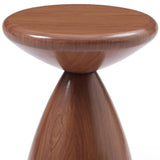 18" Walnut Steel Cinched High Waist Round Pedestal End Table - Homeroots - Flyclothing LLC