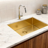 10" X 27" Gold Stainless Steel Undermount Kitchen Sink - Homeroots - Flyclothing LLC