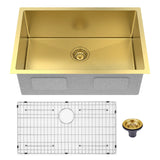 10" X 27" Gold Stainless Steel Undermount Kitchen Sink - Homeroots - Flyclothing LLC