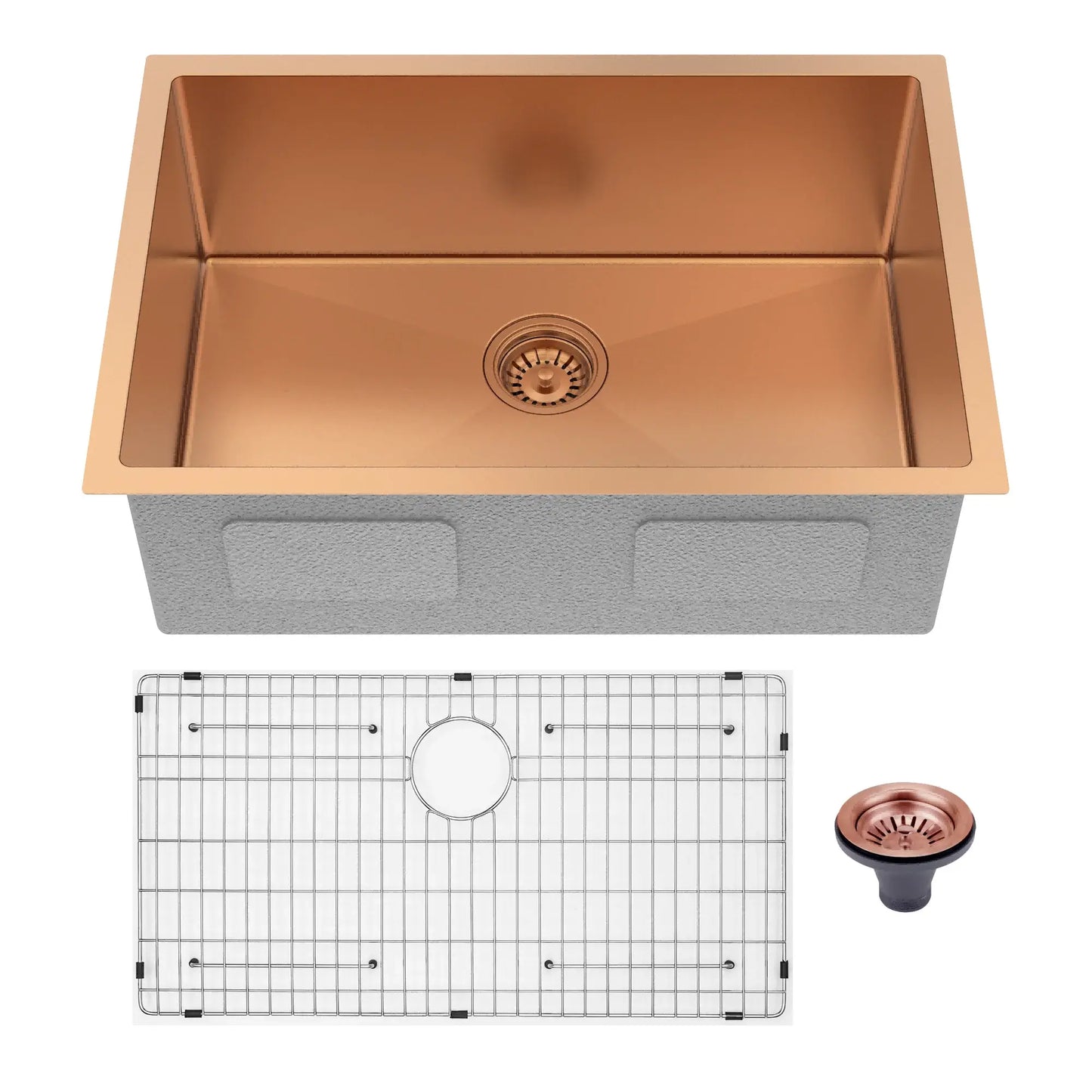 10" X 27" Rose Gold Stainless Steel Undermount Kitchen Sink - Homeroots - Flyclothing LLC