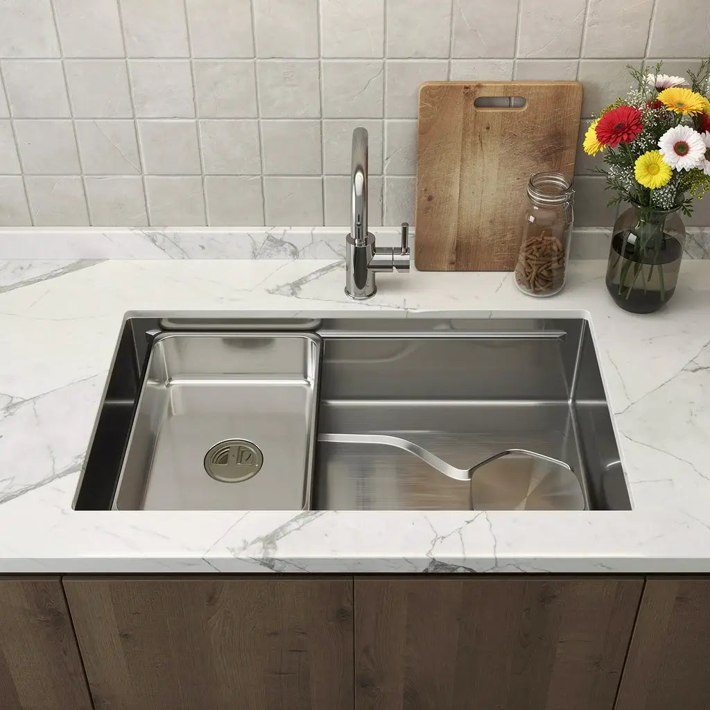 9" X 30" Silver Stainless Steel Undermount Kitchen Sink - Homeroots - Flyclothing LLC