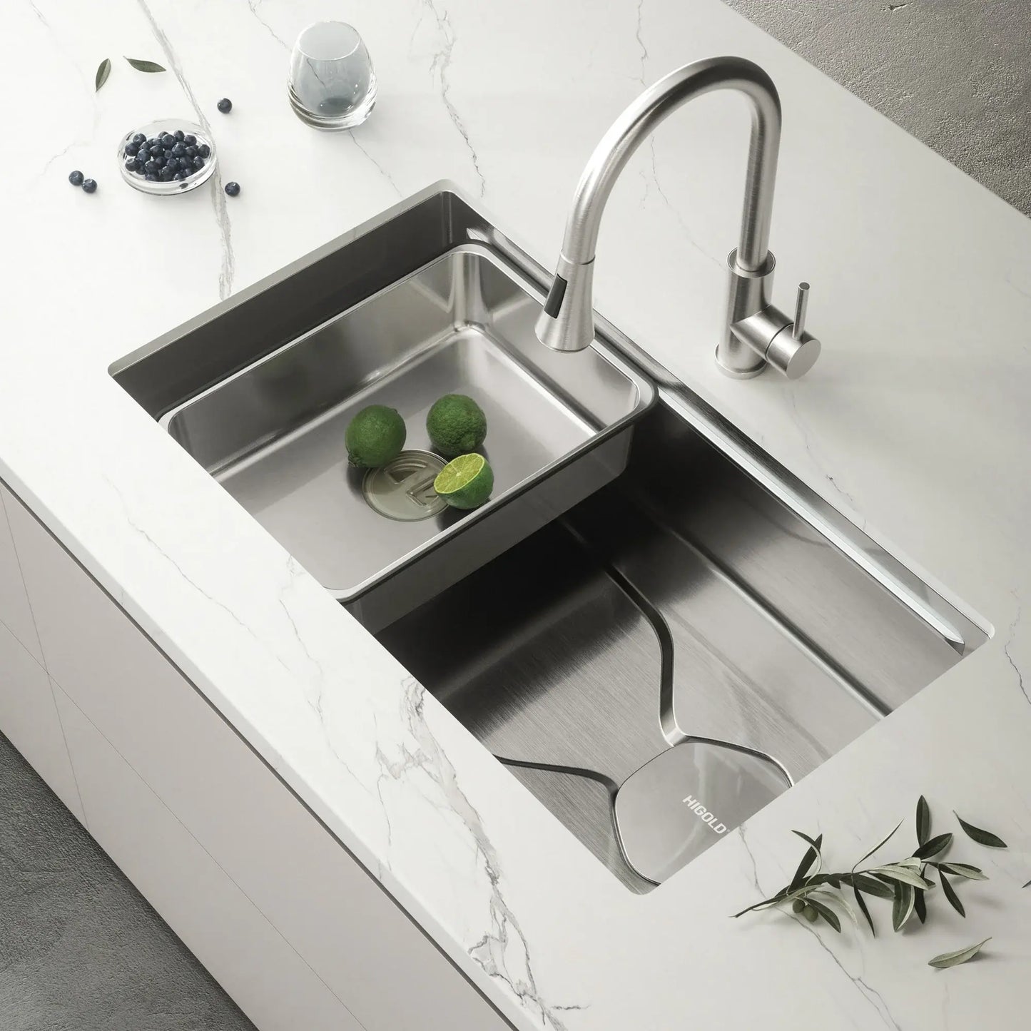 9" X 30" Silver Stainless Steel Undermount Kitchen Sink - Homeroots - Flyclothing LLC