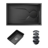 9" X 30" Black Stainless Steel Undermount Kitchen Sink - Homeroots - Flyclothing LLC