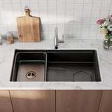 9" X 30" Black Stainless Steel Undermount Kitchen Sink - Homeroots - Flyclothing LLC