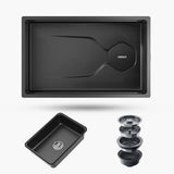 9" X 30" Black Stainless Steel Undermount Kitchen Sink - Homeroots - Flyclothing LLC
