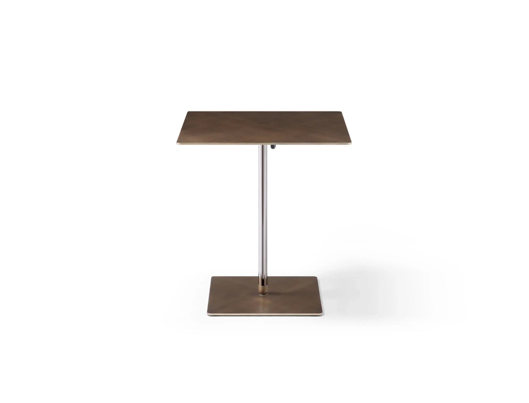 Bronze And Silver Steel Height Adjustable Square Pedestal End Table - Homeroots - Flyclothing LLC