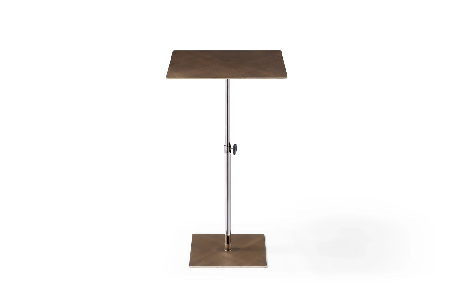 Bronze And Silver Steel Height Adjustable Square Pedestal End Table - Homeroots - Flyclothing LLC