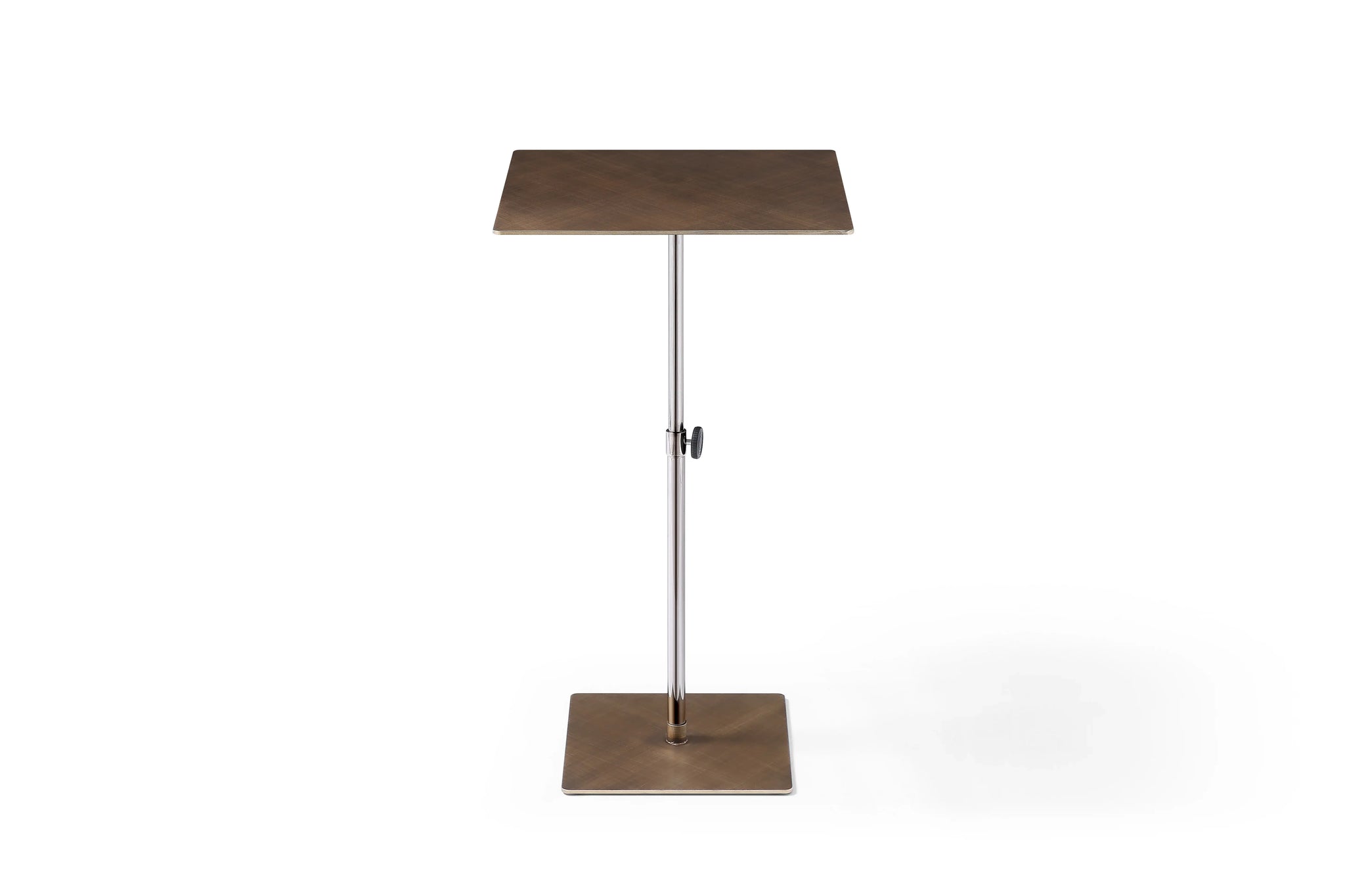 Bronze And Silver Steel Height Adjustable Square Pedestal End Table - Homeroots - Flyclothing LLC