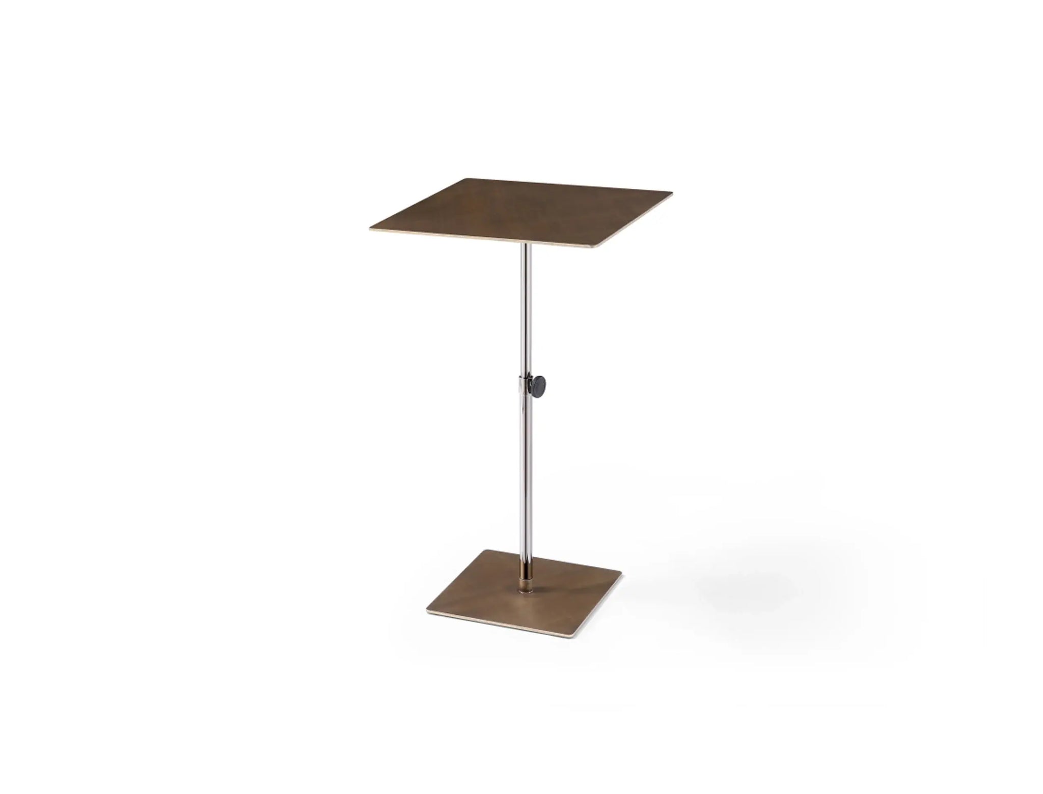Bronze And Silver Steel Height Adjustable Square Pedestal End Table - Homeroots - Flyclothing LLC