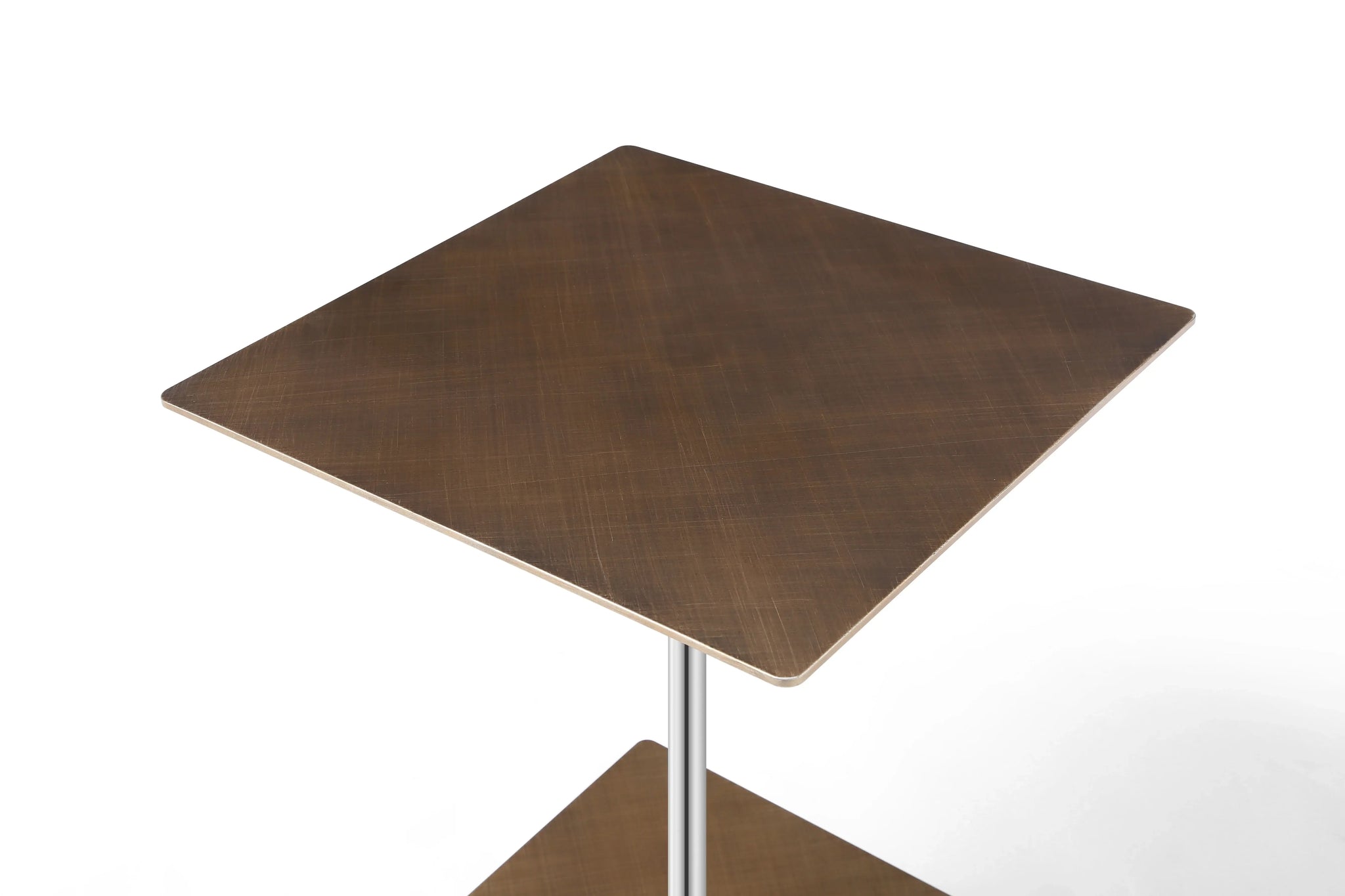 Bronze And Silver Steel Height Adjustable Square Pedestal End Table - Homeroots - Flyclothing LLC